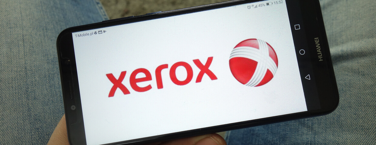 Xerox logo on smart phone screen.